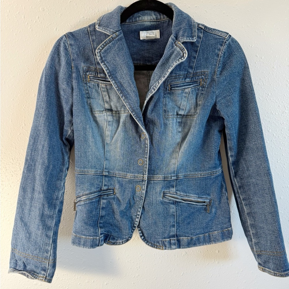LOFT Blue Jean Jacket with Button Detail